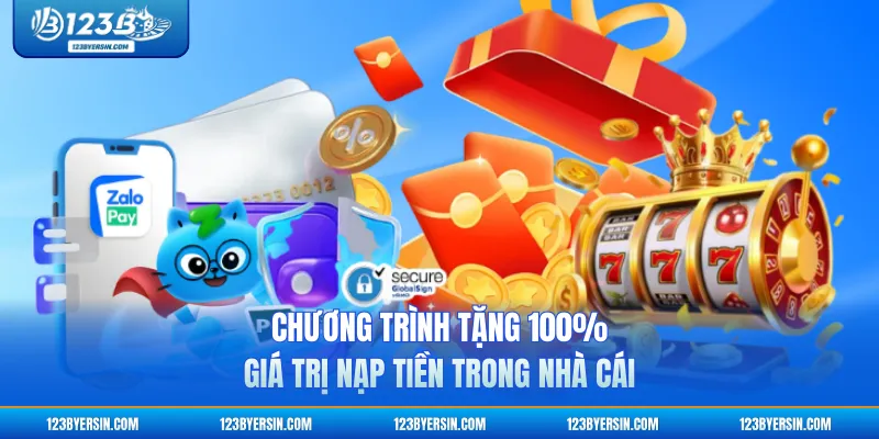 Chương trình tặng 100% giá trị nạp tiền trong nhà cái